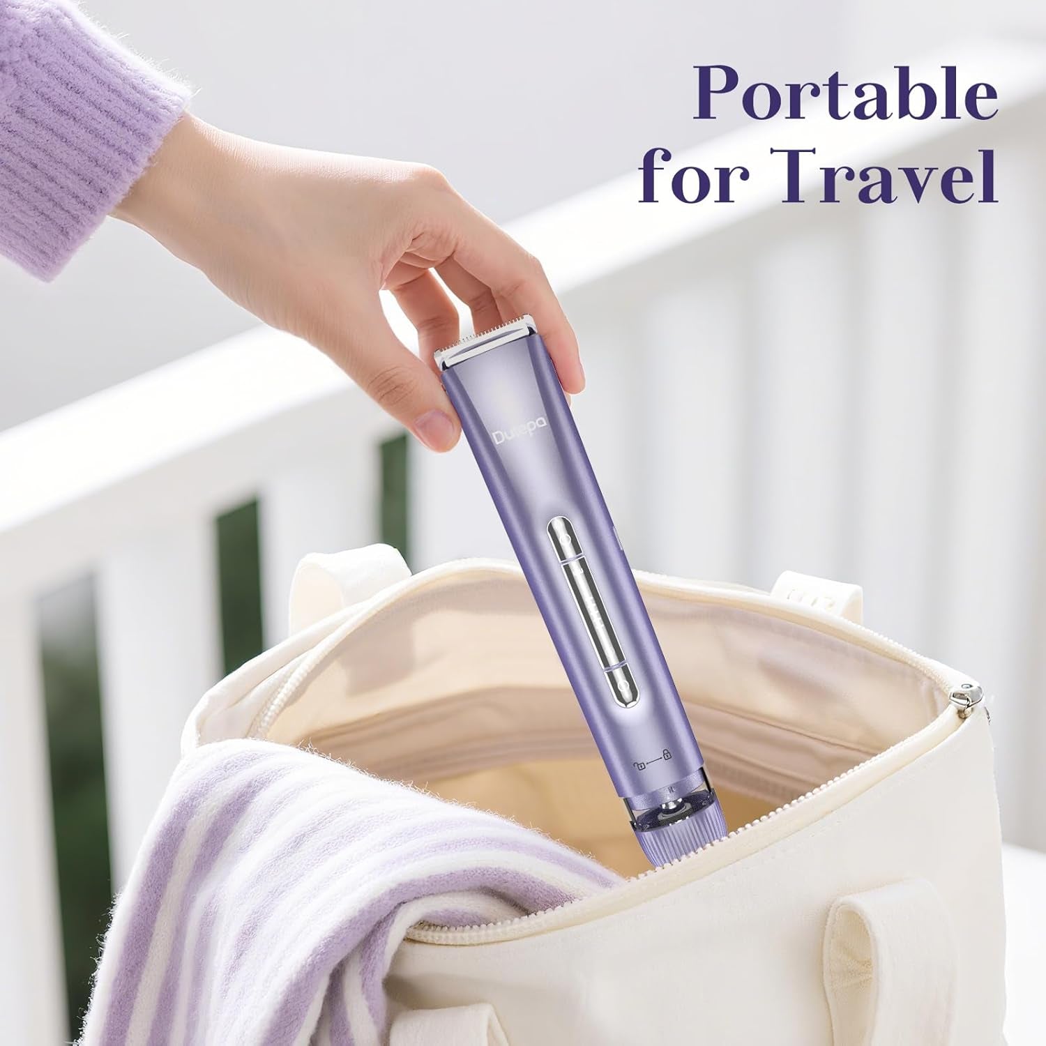 2-In-1 Electric Bikini Trimmer for Women, IPX7 Waterproof, Rechargeable Razor with Double-Edged Blade, Portable Hair Removal Shaver for Wet and Dry Use (Purple)